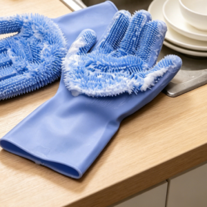 Silicone Dishwashing Gloves: Multifunctional cleaning tool for both pet grooming and dishwashing; soft bristles remove dirt without irritating hands.