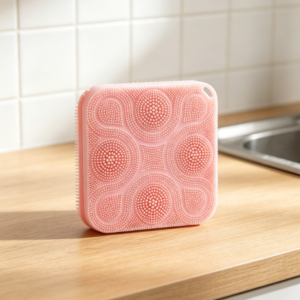 Food-Grade Silicone Dishwashing Sponge: Multifunctional scrubbing pad; durable and reusable; for produce and kitchenware.