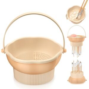 3-in-1 Silicone Makeup Brush Cleaning Mat – Integrated Cleaning, Storage, and Drying Tool