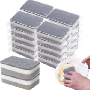 Individually Wrapped Dishwashing Sponge: Non-scratch scouring pad; odor-free; for kitchen and home cleaning.