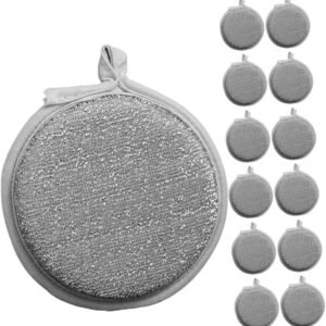 Dual-sided, highly absorbent sponge; features a nylon scrubbing layer; oil-resistant and reusable.