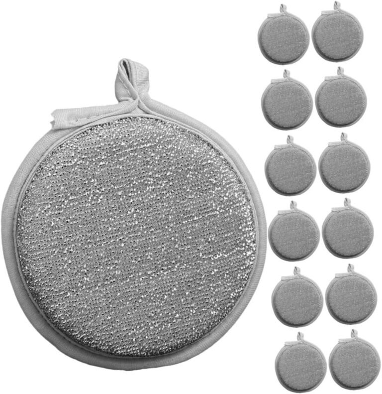 Dual-sided, highly absorbent sponge; features a nylon scrubbing layer; oil-resistant and reusable.